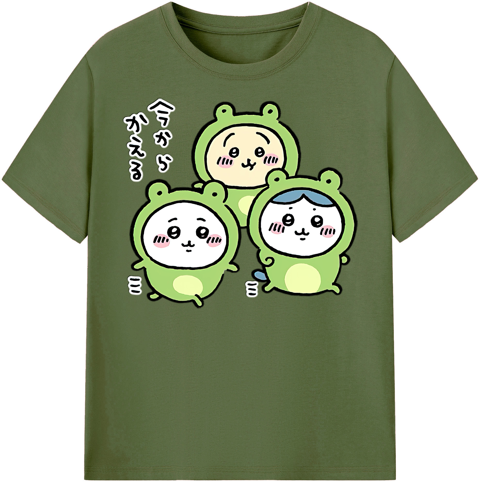 （画像用） ちいかわ ハチワレ Chii-kawa hachiware 綿100％半袖Tシャツ（フロントプリント）
